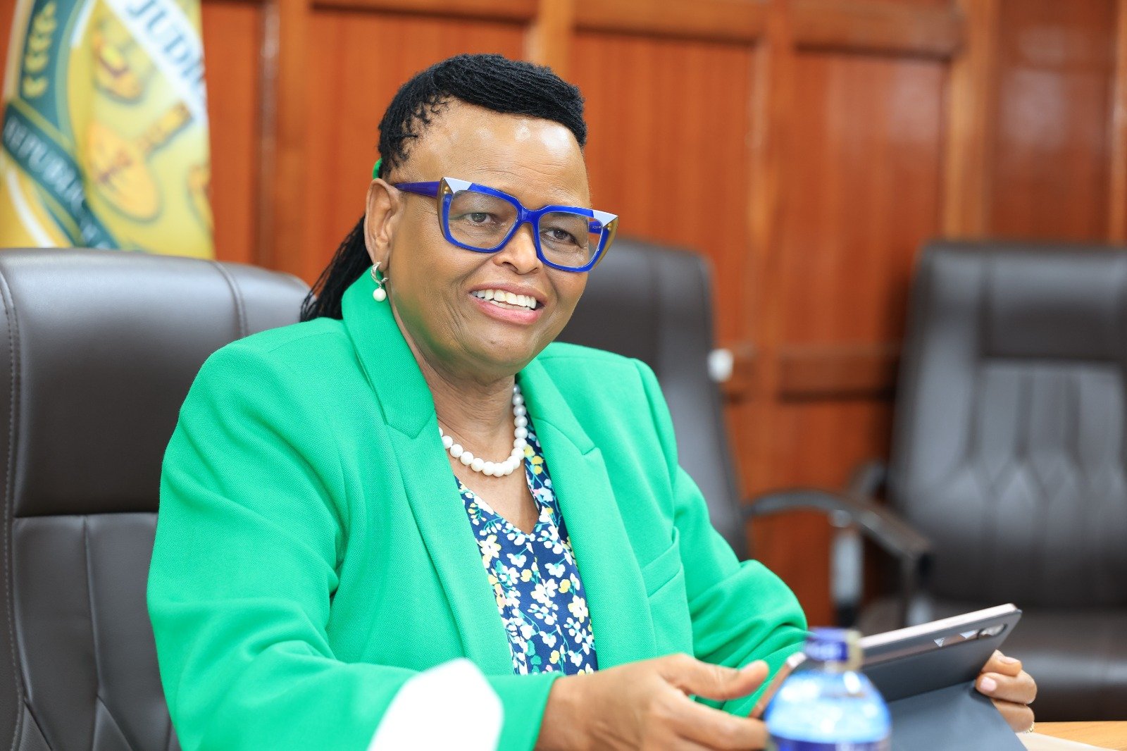 Chief Justice Hon. Martha Koome in her office in Nairobi during a meeting with members of the Law Society of Kenya Council on 27 April, 2026. Photo credit: @Kenyajudiciary. 