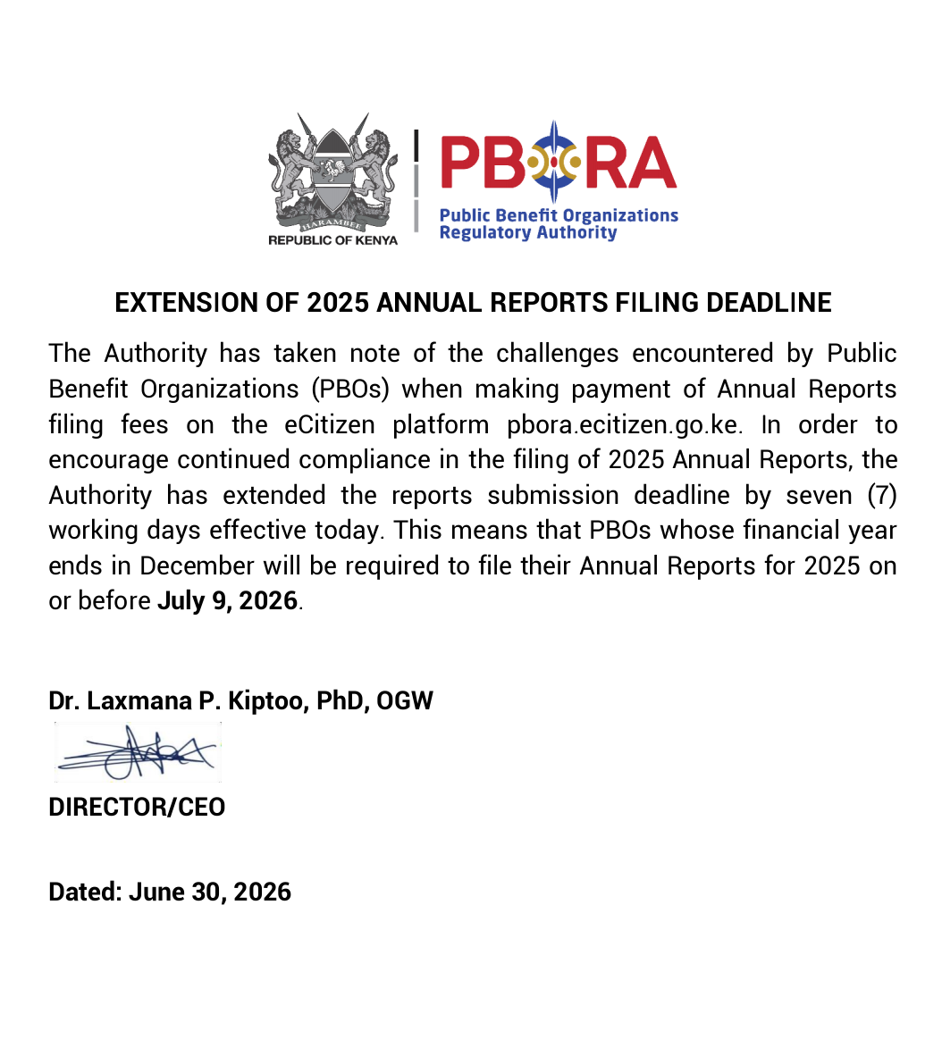 Notice of extension of 2025 Annual Reports filing deadline
